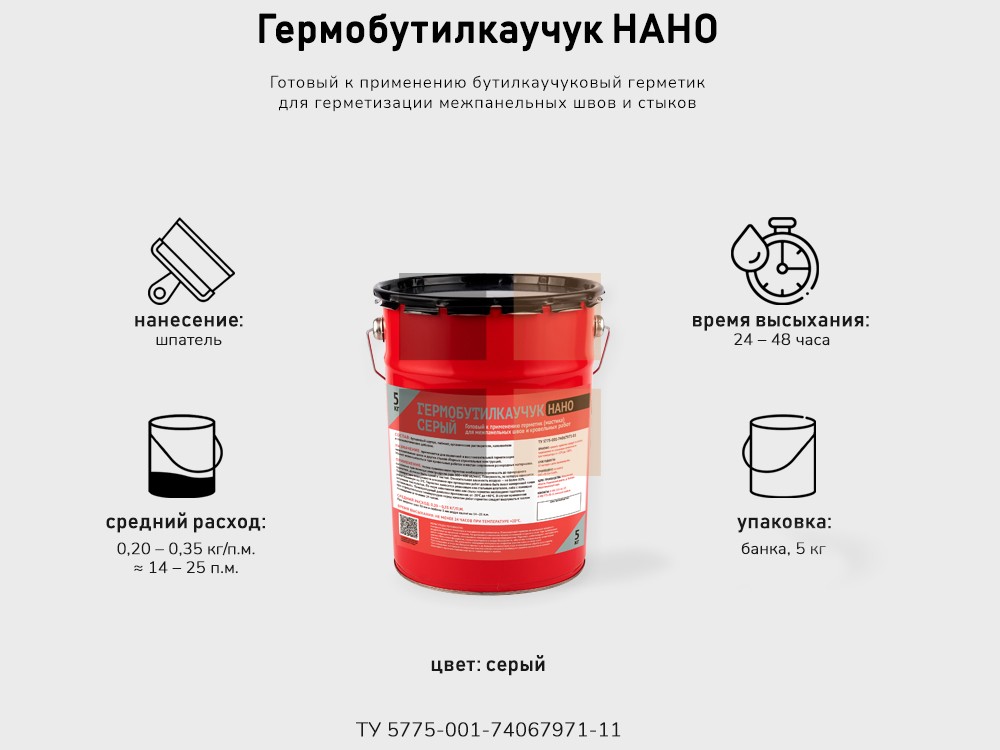 Гермобутилкаучук НАНО серый – купить в Москве по цене от 1 330 р. за ...